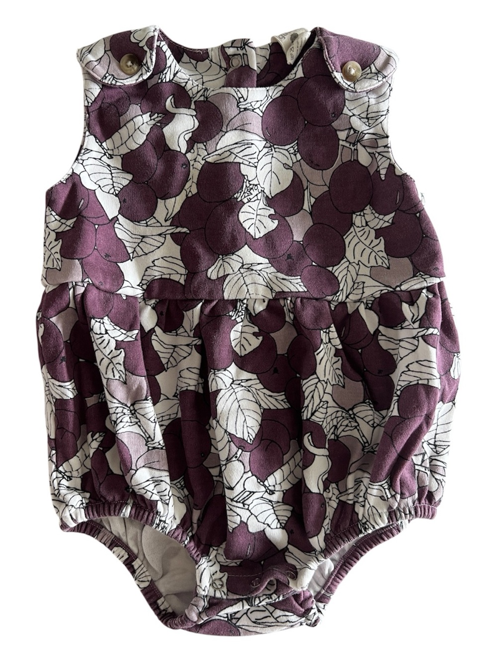 kate quinn Purple Cherry-Print Bubble Romper